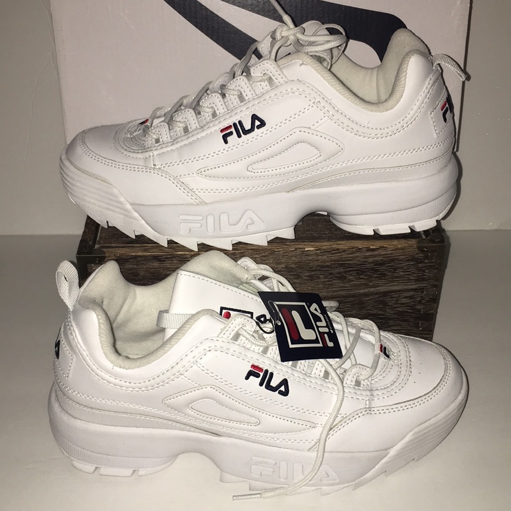 FILA Disruptor 2 Men’s All White Shoes Size 10